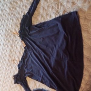 Navy Blue Cold Shoulder Michael Kors Blouse